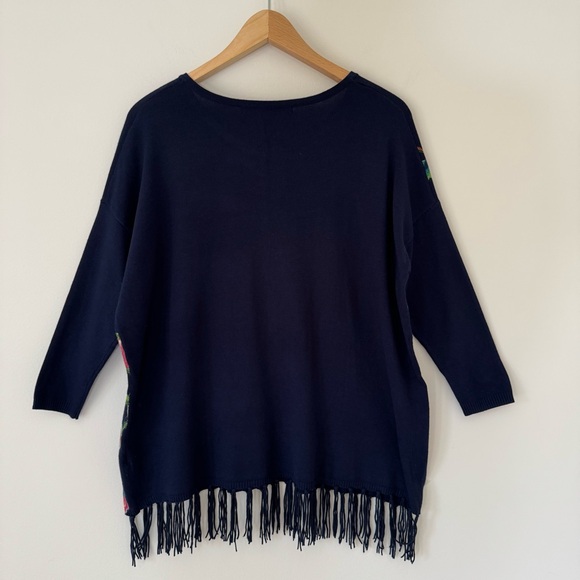 Desigual Yovana Pullover in Navy Floral with Sequin Accents, Size M - Picture 8 of 10